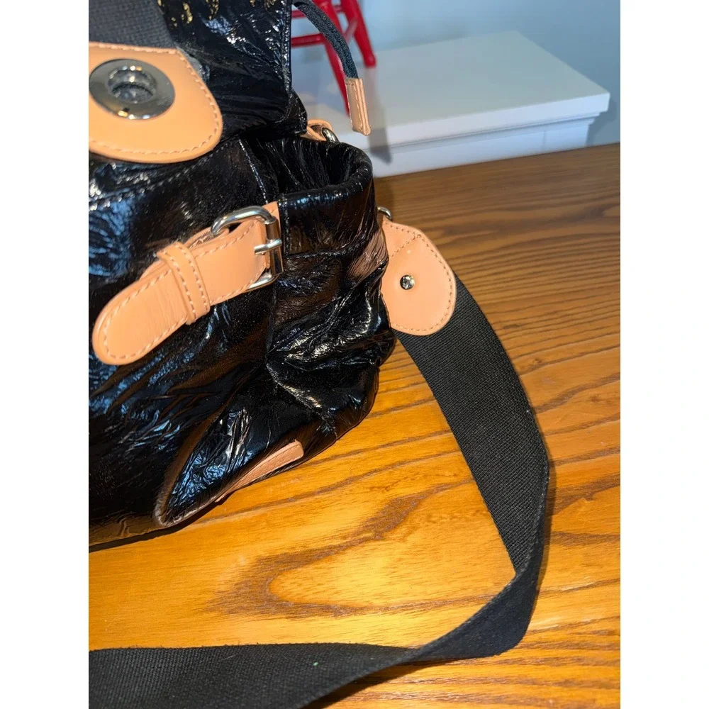 Storksak‎ Black Patent Leather Diaper Bag Messenger Style